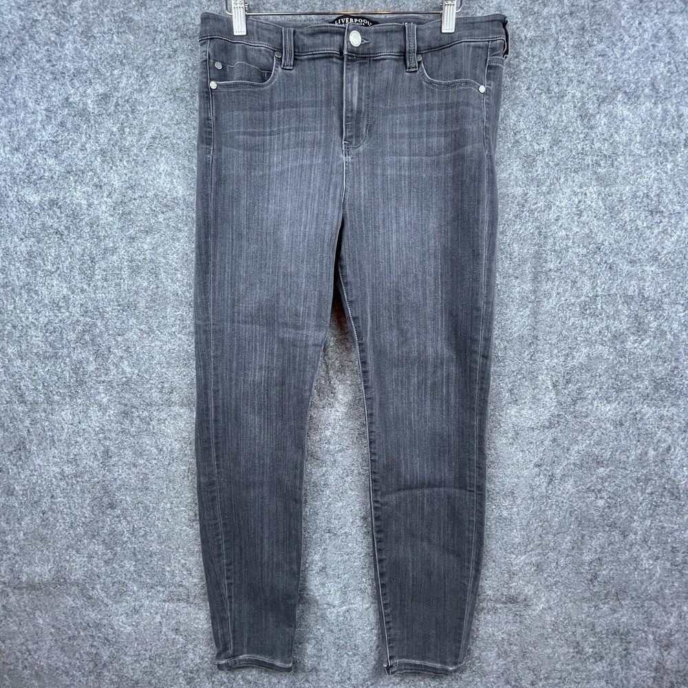 Liverpool Jeans Womens 10 Grey High Rise Ankle Skinny Slim Stretch‎ Denim
